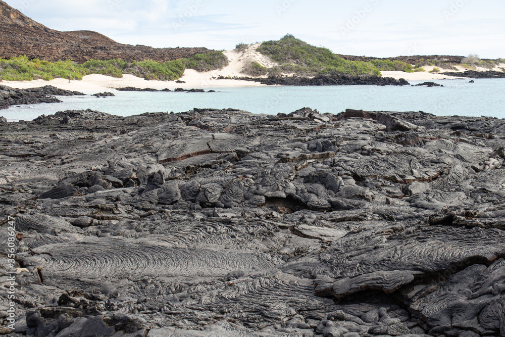 Lava fields island Galapagos 