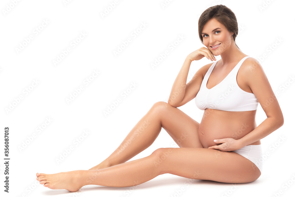 Pregnant woman on white background Pregnant woman on white background