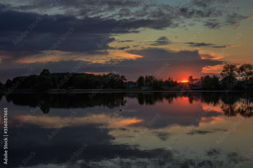 Golden sunset in Ukraine. Kiev region. 27.05.2020