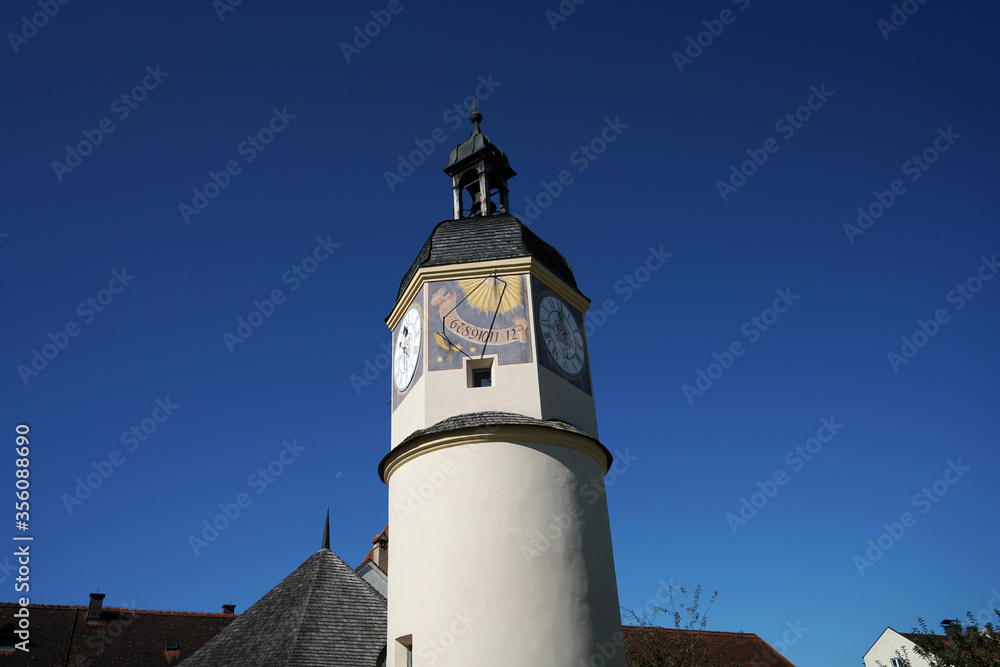 Sundial on a round tower in Germany