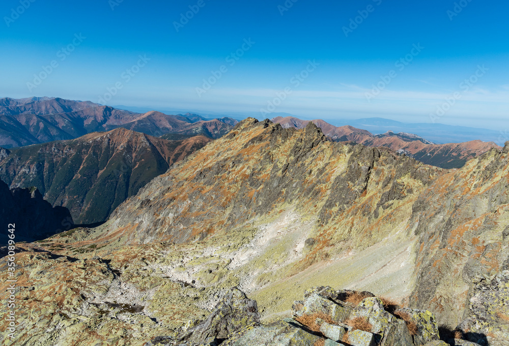 Amazing autumn Hrube mountain ridge in High Tatras and Western Tatras mountain range in Slovakia
