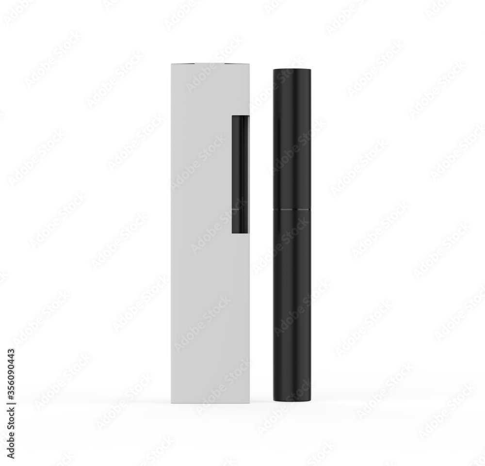 Custom Mascara Eyebrow Pencil with Packing box on a white background. 3d illustration Custom Mascara Eyebrow Pencil with Packing box on a white background. 3d illustration