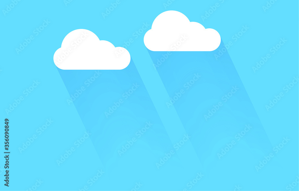 two white clouds with shadow on the blue sky, vector image two white clouds with shadow on the blue sky, vector image