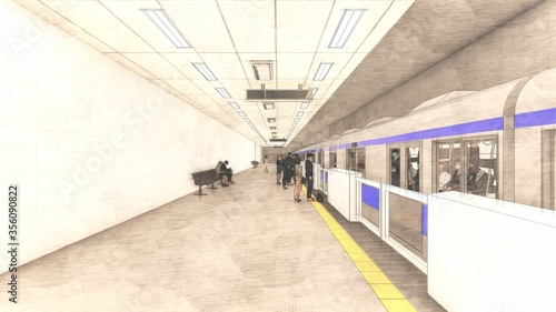 電車 アドビストックのデザイン かべいろ Com おしゃれ壁紙リフォーム貼り替え オリジナルインクジェット壁紙