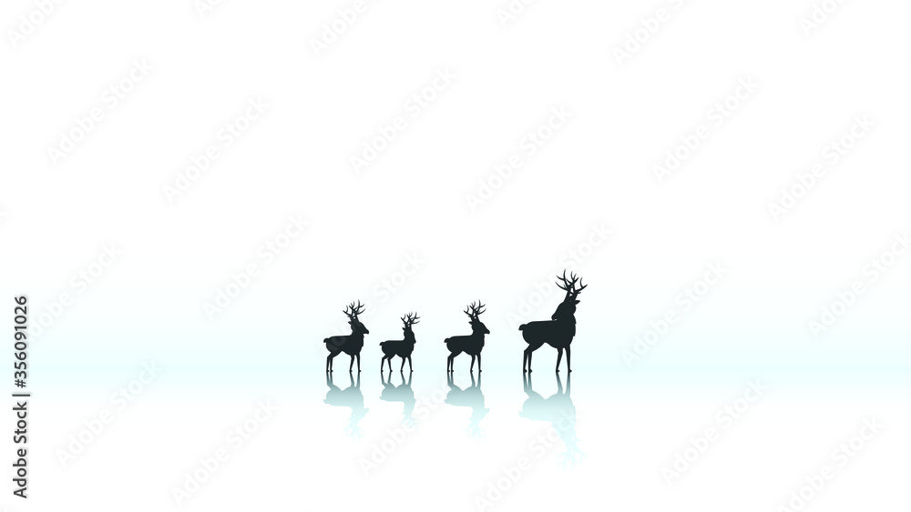 White Simple Background With Deer Silhouette Winter Vector