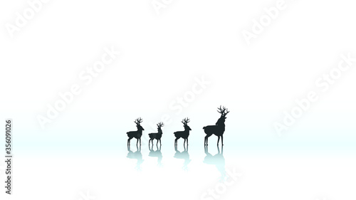 White Simple Background With Deer Silhouette Winter Vector © Дмитрий