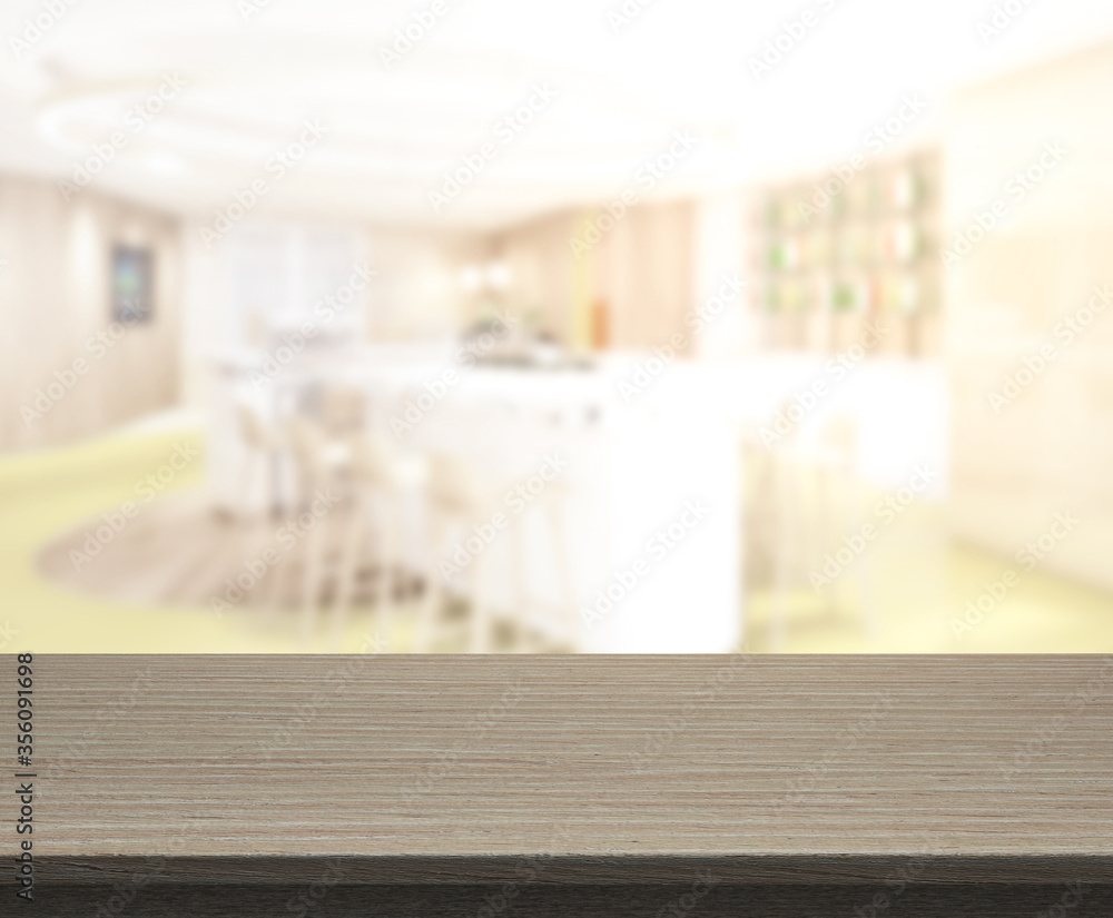 Fototapeta premium Table Top And Blur Dining Room Of Background
