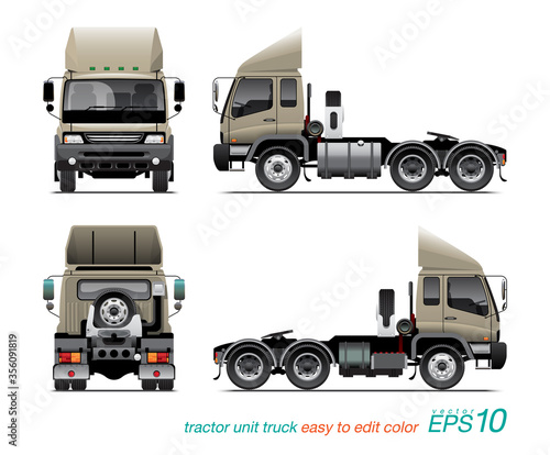 VECTOR EPS10 - tractor unit truck,  semi-trailer, isolate on white background.