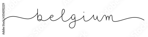 BELGIUM black vector monoline calligraphy banner with swashes