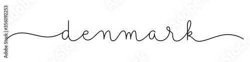 DENMARK black vector monoline calligraphy banner with swashes
