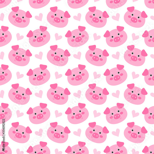 Seamless pattern with cute cartoon piglets