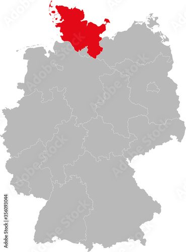 Schleswig-Holstein state isolated on Germany map. Business concepts and backgrounds.