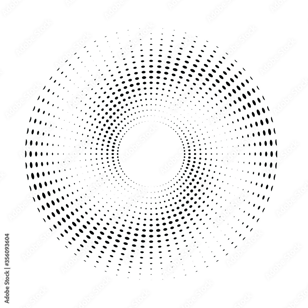 Halftone dots in circle form. Circular Music equalizer . Audio waves . Sound frequency . round logo . vector dotted frame . design element