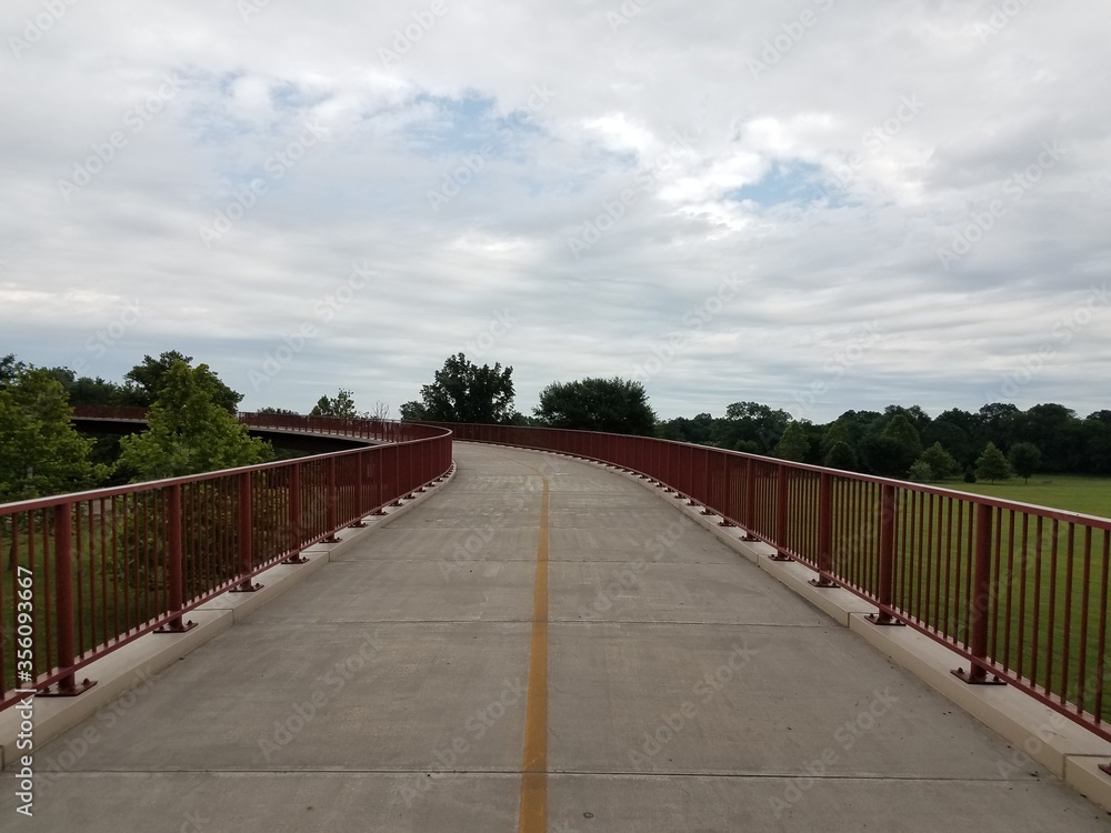 bike path and red metal railing