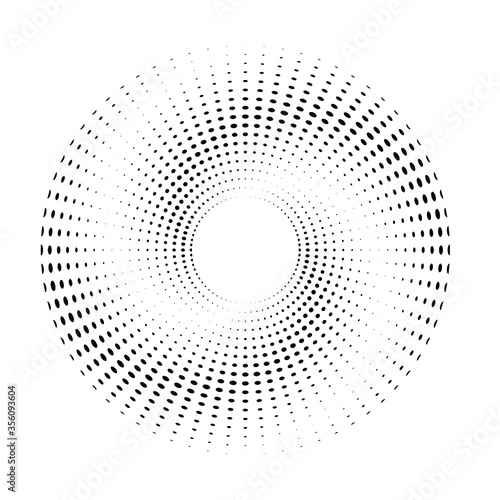 Halftone dots in circle form. Circular Music equalizer . Audio waves . Sound frequency . round logo . vector dotted frame . design element