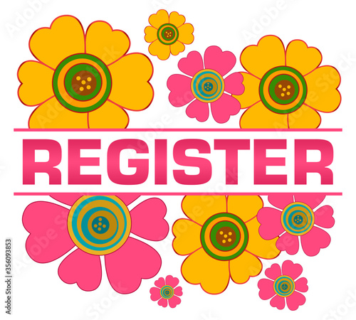 Register Pink Yellow Floral Top Bottom Text 