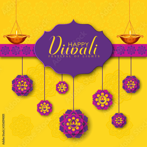 Happy Diwali, Holiday background for light festival of India.
