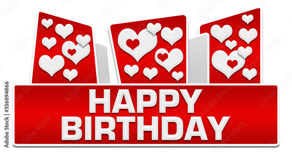 Happy Birthday Red Hearts Rounded Squares On Top Happy Birthday Red Hearts Rounded Squares On Top
