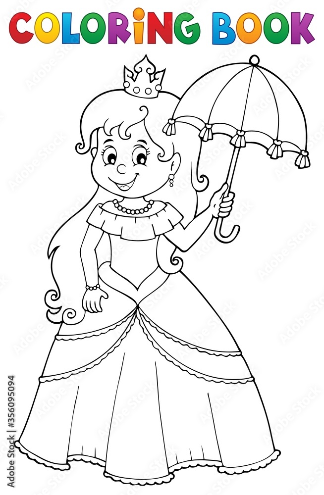 Coloring book princess with umbrella theme 1 Coloring book princess with umbrella theme 1