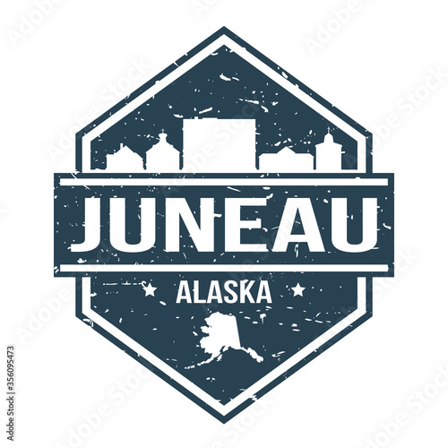 Juneau Alaska Travel Stamp Icon Skyline City Design