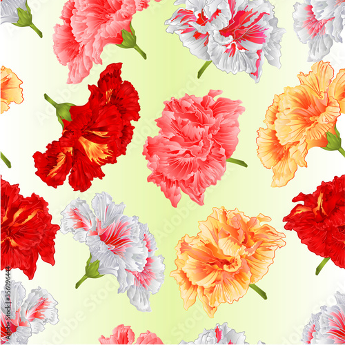 Fototapeta Naklejka Na Ścianę i Meble -  Seamless texture  tropical flowers hibiscus yellow red pink white   on a green background watercolor vintage  vector  botanical illustration editable hand draw