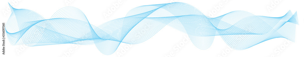 abstract blue wave lines frame on white background - obrazy, fototapety, plakaty 