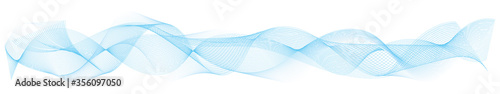 abstract blue wave lines frame on white background