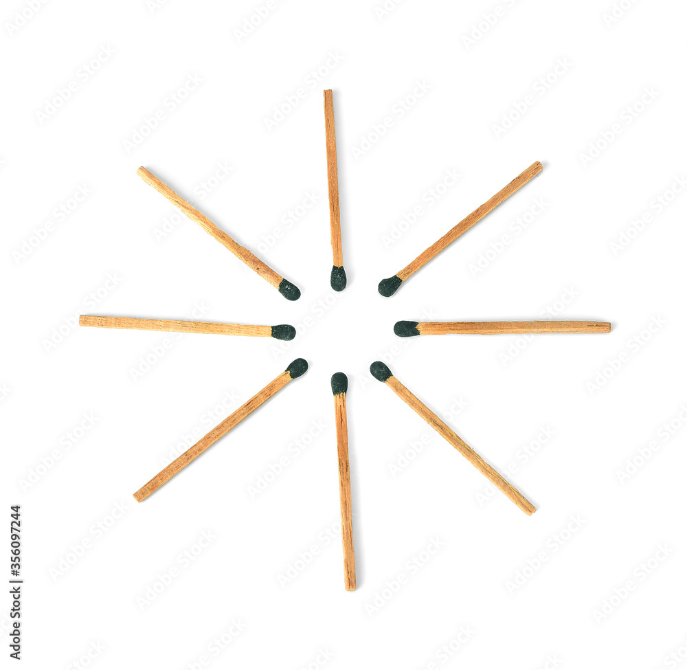 Wooden match close-up isolated on white background Wooden match close-up isolated on white background