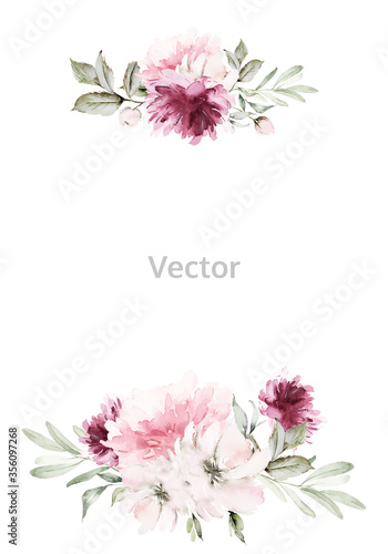 Fototapeta Naklejka Na Ścianę i Meble -  Watercolor greeting card flowers.
