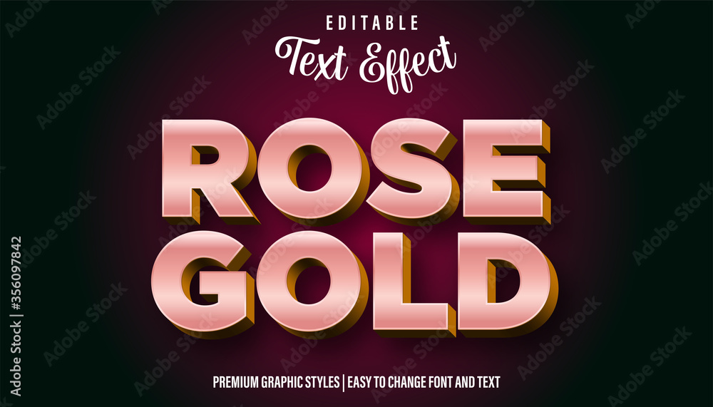 Rose Gold, Editable Text Effect Font Style