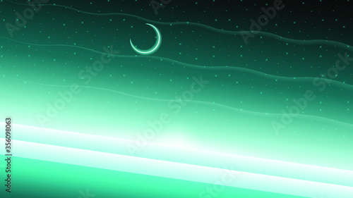 Dark Space Universe Background With Glow Stars And Moon Vector