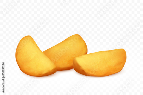 Potato wedges, vector. Roasted potatoes.
