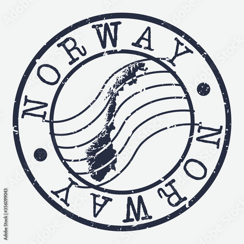 Norway Stamp Postal. Map Silhouette Seal. Passport Round Design. Vector Icon. Design Retro Travel.