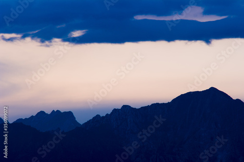 Silhouette view of apuan alps, tuscany