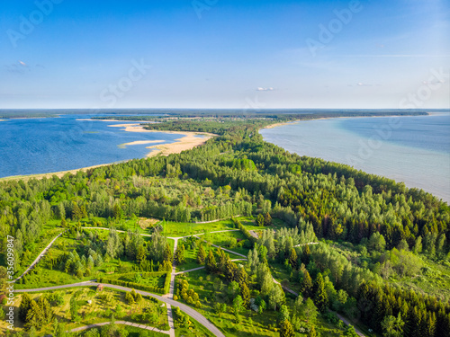 The lakes Naroch and Miasto, National park Narochansky, Belarus. Drone aerial photo © Ivan Abramkin