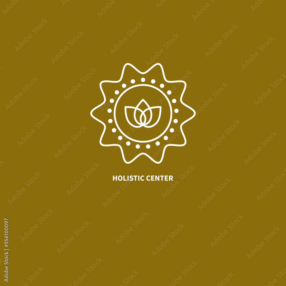 Fototapeta premium Yoga logo with Lotus. Holistic icon