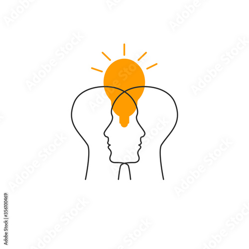 Two profiles and lamp icon