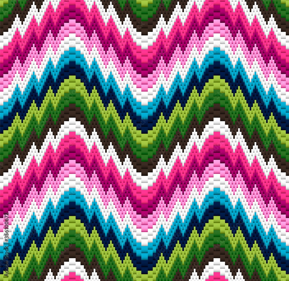 Traditional Italian embroidery design. Colorful seamless geometric pattern.