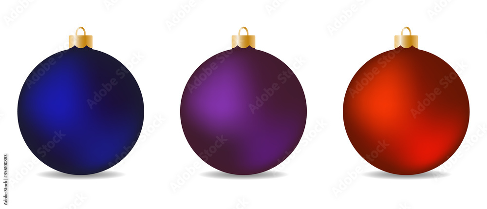 Set of realistic christmas balls isolated on white background. New Year tree decoration. Christmas toys Set of realistic christmas balls isolated on white background. New Year tree decoration. Christmas toys