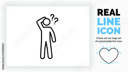 Editable line icon of a confused stick figure photo