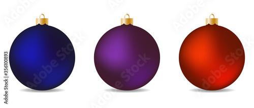 Set of realistic christmas balls isolated on white background. New Year tree decoration. Christmas toys