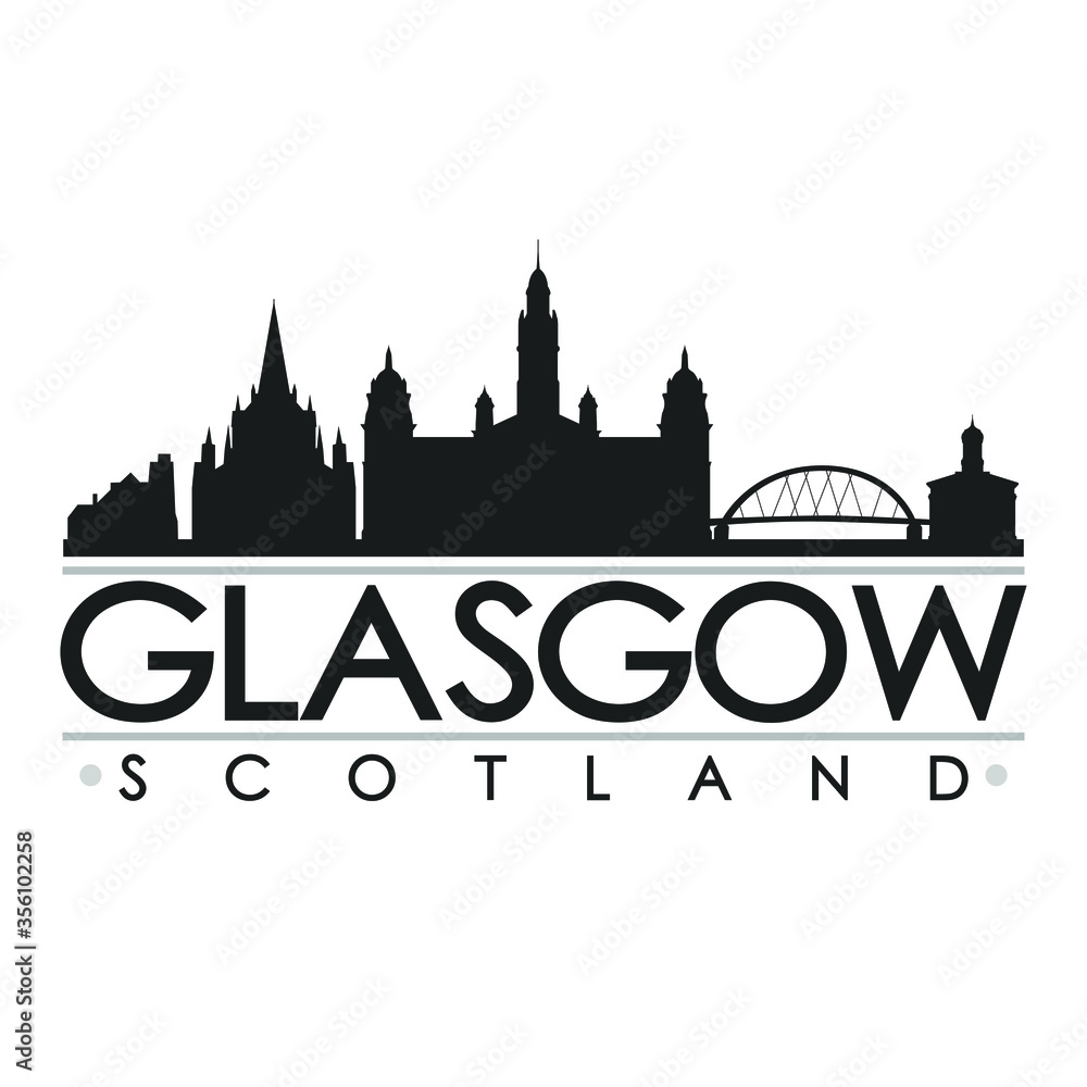 Glasgow Scotland Skyline Silhouette Design City Vector Art