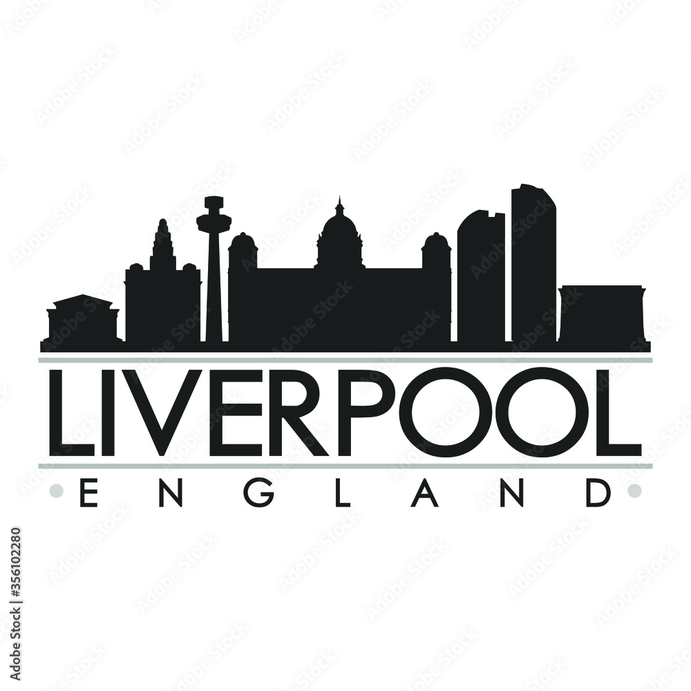Liverpool Skyline Silhouette Design City Vector Art