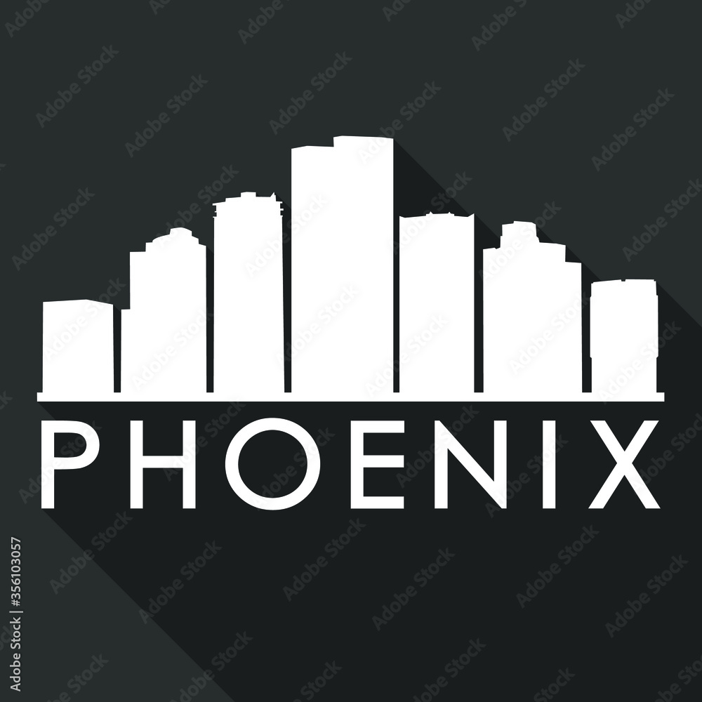 Phoenix Arizona Flat Icon Skyline Silhouette Design City Vector Art Famous Buildings
