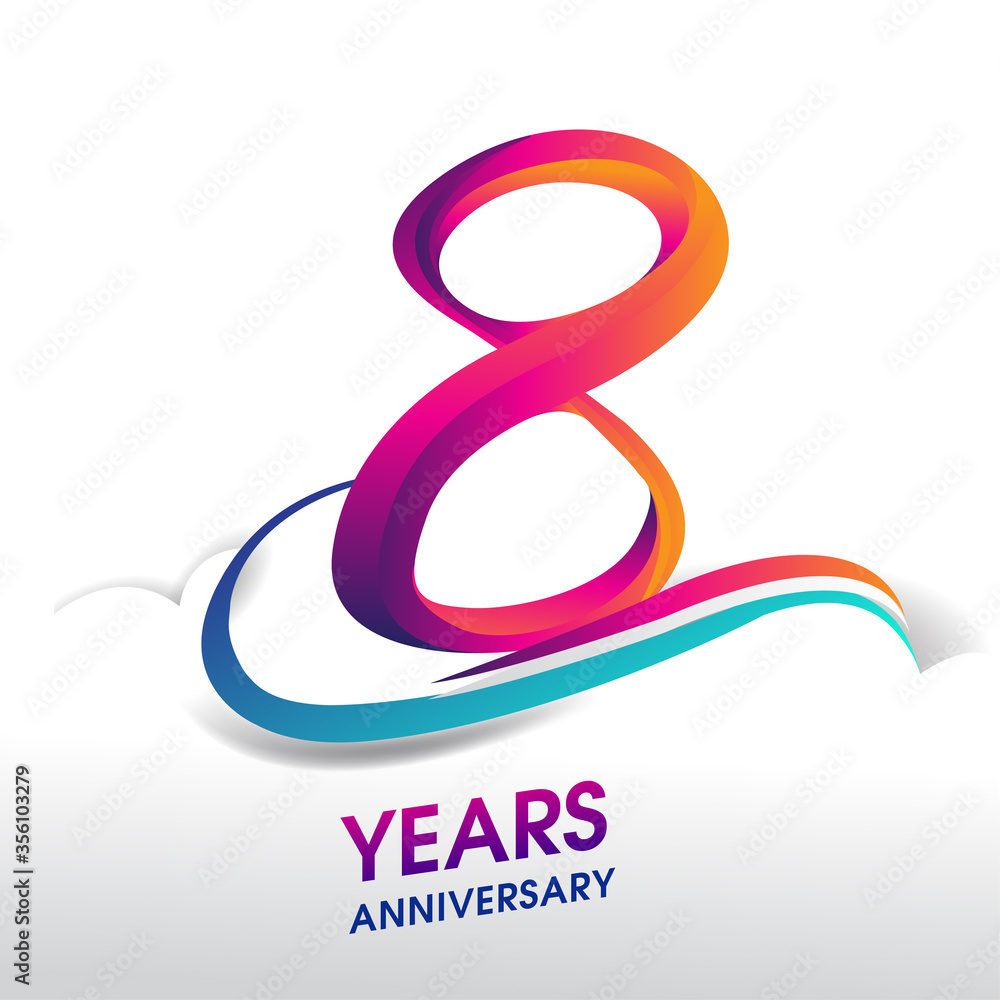 Fototapeta premium 8th Years Anniversary celebration logo, birthday vector design.