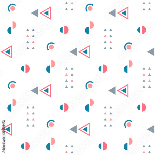 Geometric seamless pattern. Abstract geometric background with circles, triangles. Repeating texture. Vector illustration.