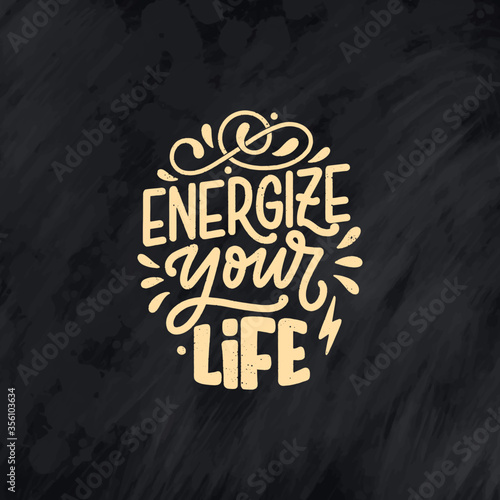 Abstract lettering about sport and fitness for poster or print design. Healthy lifestyle. Modern calligraphy for business success concept. Handwritten letters. Typography funny quote. Vector