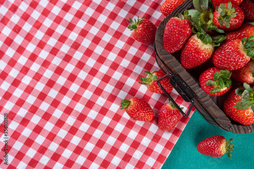 Arrangement with beautiful strawberries and accessories