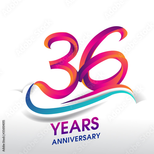 36th Years Anniversary celebration logo, birthday vector design.