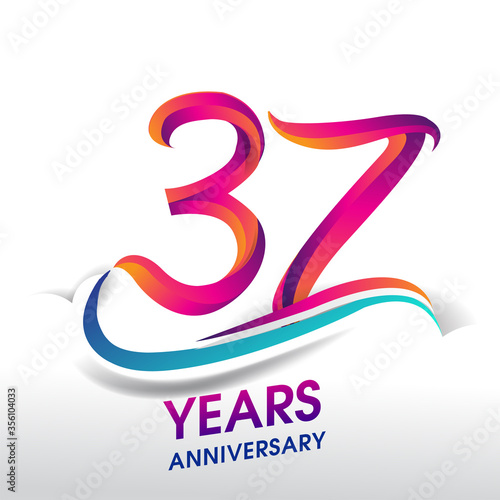 37th Years Anniversary celebration logo, birthday vector design.